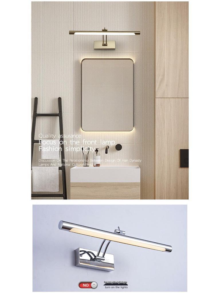 Minimalist LED Anti-fog Vanity Light for Bathroom & Makeup Mirror, Drill-free Installation