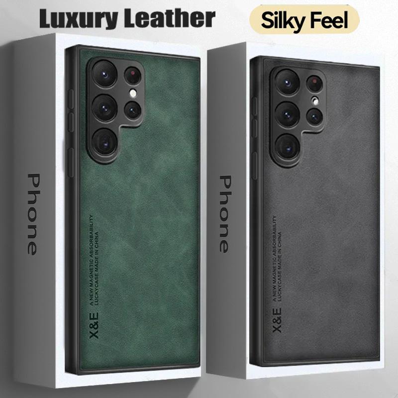 Sheepskin Magnetic Case For Samsung S26 S25 S24 Ultra S22 Plus S21 FE Cases For Samsung S23 Ultra Note 20 10 Leather Phone Cover