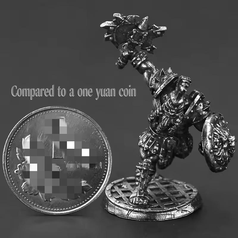 Solid Metal Dwarf  Warrior Metal Soldier Miniature Tabletop Game Piece Car Decor Birthday Gift for Men Collectible Ornament