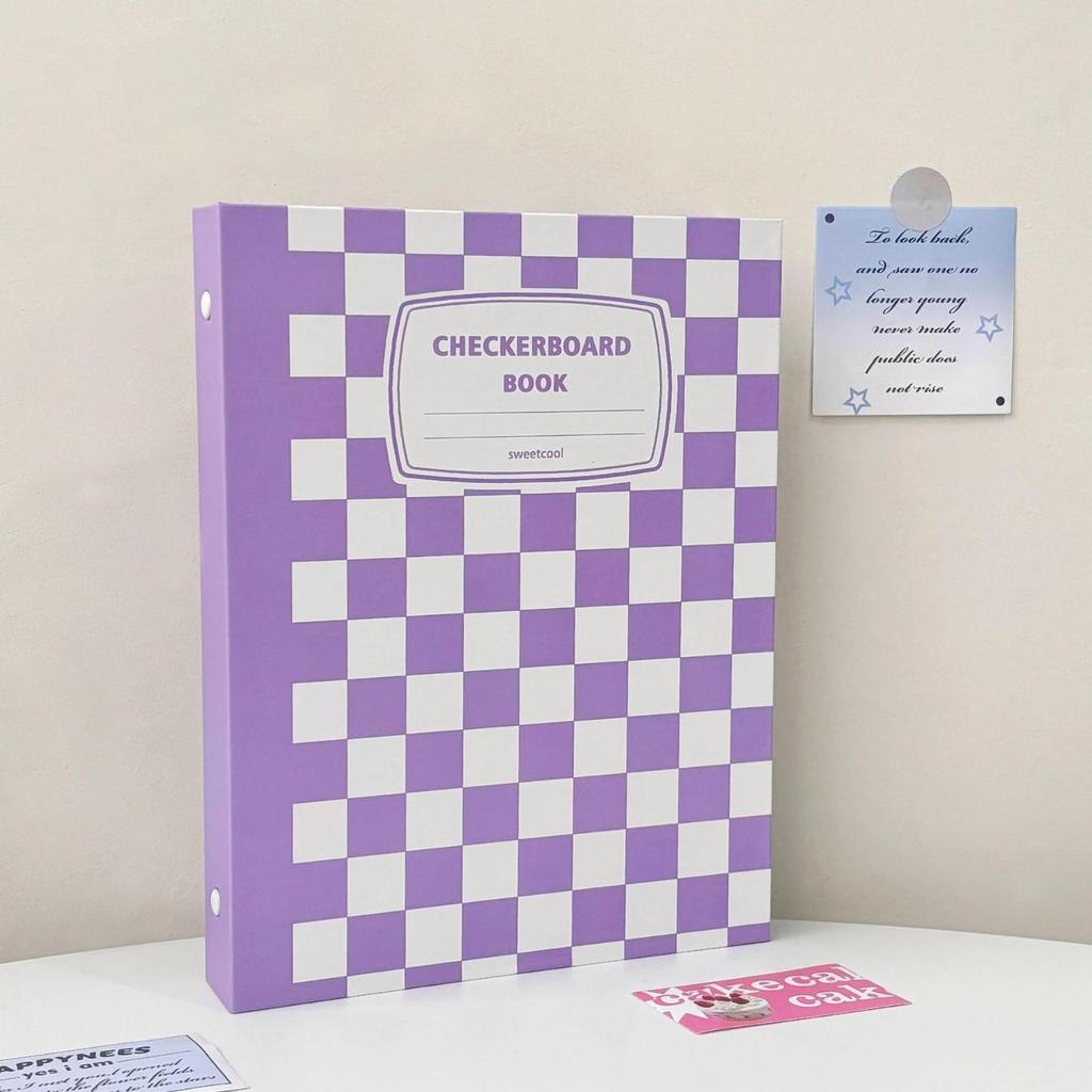 Korean Style Plaid A5 Loose-Leaf Photo Album - Cute, Hard Shell, Three-Inch Card Storage for Star-Chasing Fans
