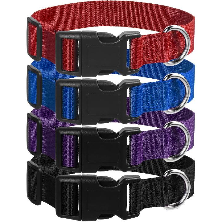 4 Pack Medium Basic Dog Collars Adjustable Dog Collars for Large Breakaway Dogs Collar Classic Pet Dogs Collar with Quick Release Buckle for Walking