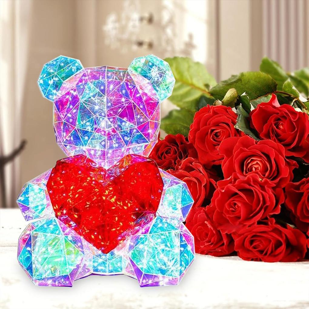 Red Night Light Crystal LED Lights Room Who Teddy Light Enjoy Lovely Room LED Lights Adjustable People Decorations