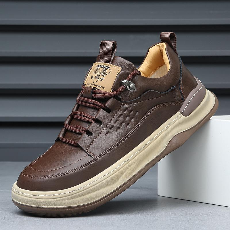 Men's shoes spring new leather breathable sports casual hole shoes trendy versatile men's hollow leather shoes men