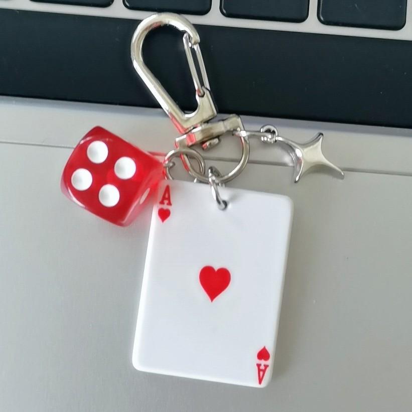 Pokerkarte Würfel Schlüsselanhänger Nischen-Design Trendiges Hängezubehör Spielstil Schlüsselanhänger Schmuck Mädchen Tasche Y2K Handtasche Anhänger