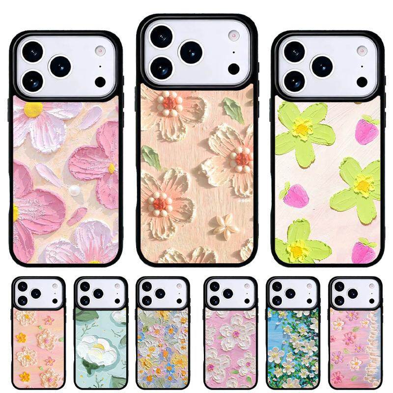 Retro Oil Painting Phone Case for iPhone 17 Air 16e 15 14 13 Pro Max Back Cover for 12 11 Pro Coque