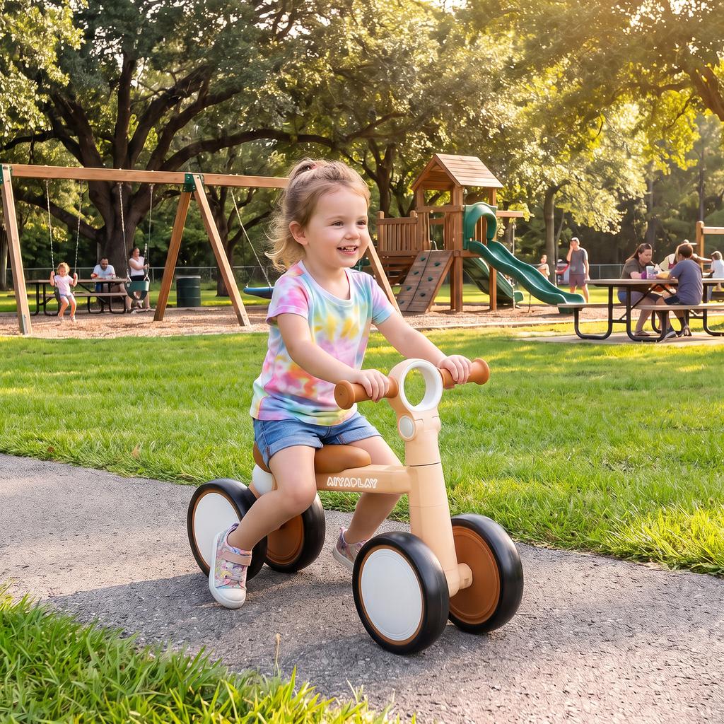 Balance Bike, Lightweight Baby Balance Bike with Foldable Design, Adjustable Seat, No Pedal for 1–2 Years, Pink