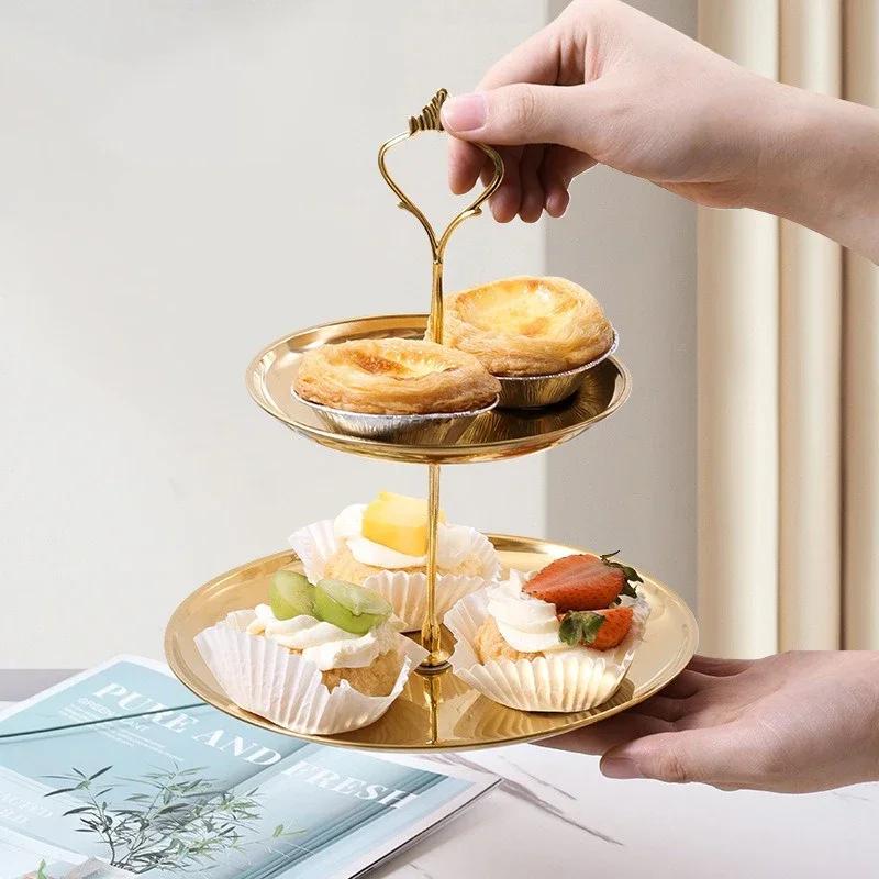 Mehrschichtiger Kuchenständer aus Edelstahl Cupcake-Halter Dessert-Frucht-Snack-Tablett Hochzeits-Geburtstags-Babyparty-Partydeko