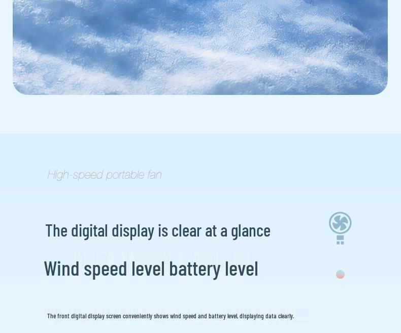 Compact USB Rechargeable High-Speed Digital Display Handheld Fan
