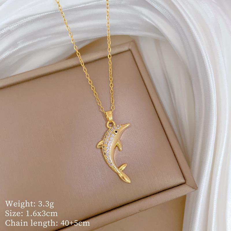 Copper Micro-Inlaid Necklace Women'S Copper Micro-Inlaid Real Gold Electroplating Simple And Exquisite Collarbone Chain Neck Chain