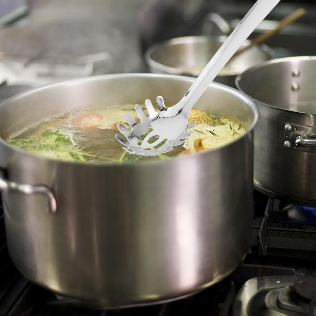 Stainless Steel Spaghetti Spoon Pasta Server with Ergonomic Handle Noodle Strainer and Pasta Scoop Utensil for Home and Restaurant Use