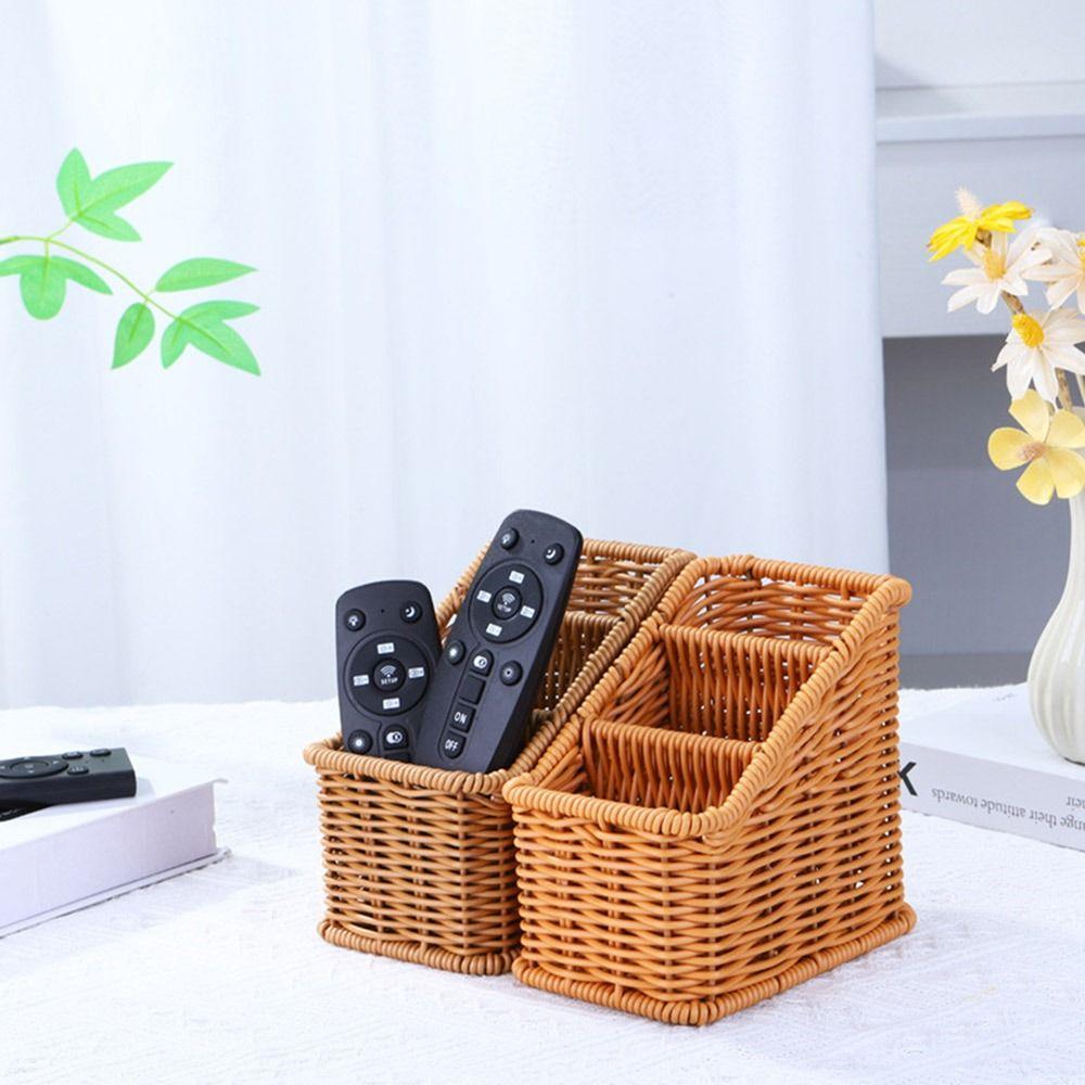 Multicolor Compartmentalized Storage Basket Multi-porpose Weaving Box Organizier Basket in-vehicle