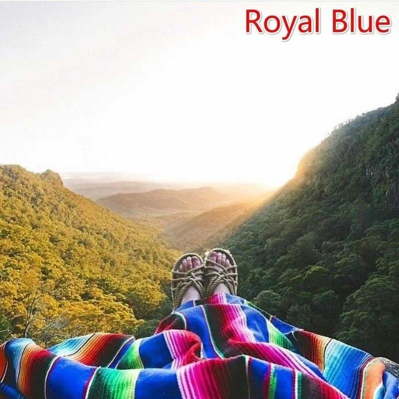 

Новое 8-цветное хлопковое одеяло в мексиканскую полоску для улицы, радужное пляжное одеяло, матрас с кисточкой, кровать, дорожный ковер для пикника, чехол для дивана 150 x 200cm королевский синий