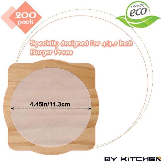 Burger Patty Paper Rounds for 4/4.5 Inch Burger Press, 200pcs 4.5inch Baking Parchment Rounds/Hamburger Patty Paper Sheet for Separating Burger