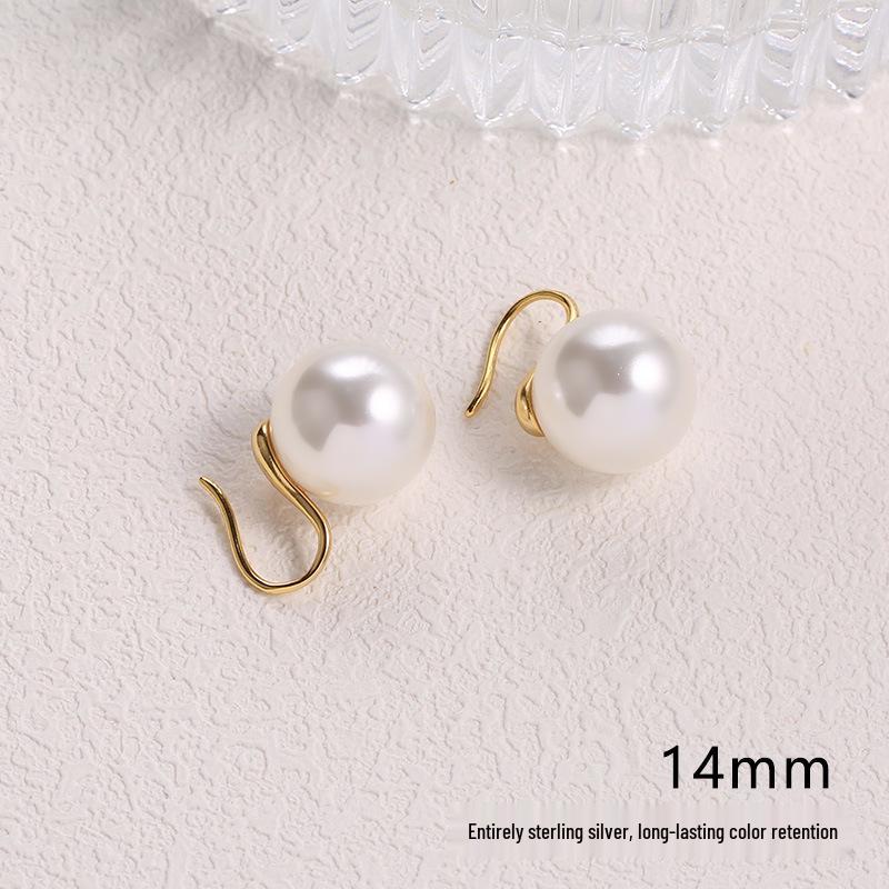 2025 Pure Silver Pearl Stud Earrings for Women - High-End Feel with Ear Drops & High Heels Ear Hooks