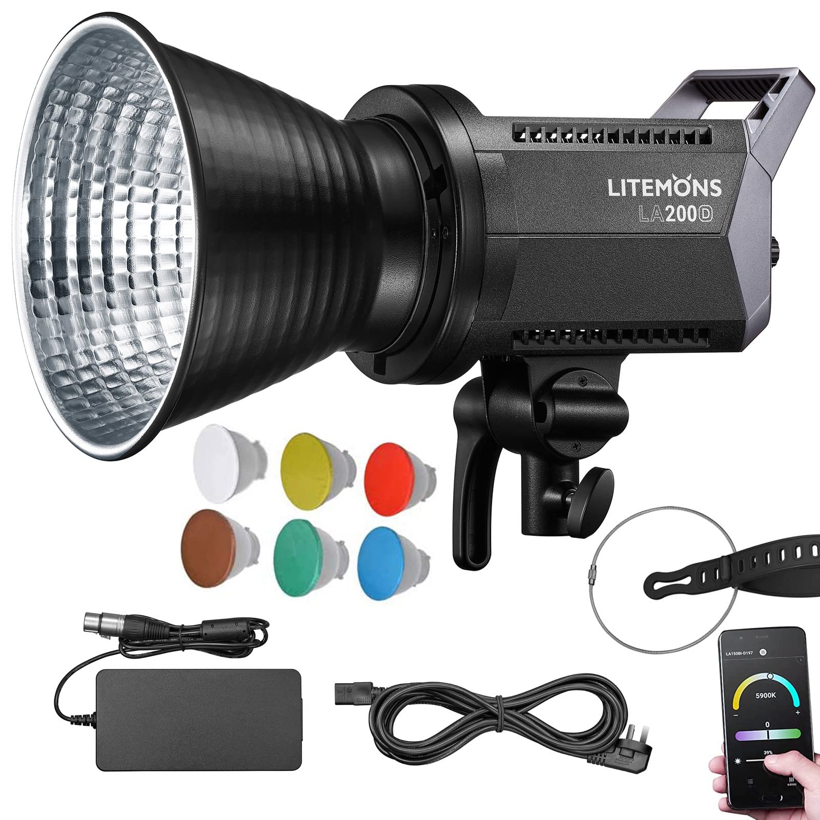 

Godox LA200D Video CRI TLCI FX Supports Godox Light APP for Live Video Commercial Producer Light, 96+, 97+ Effects, YouTuber, Streamer, Maker,