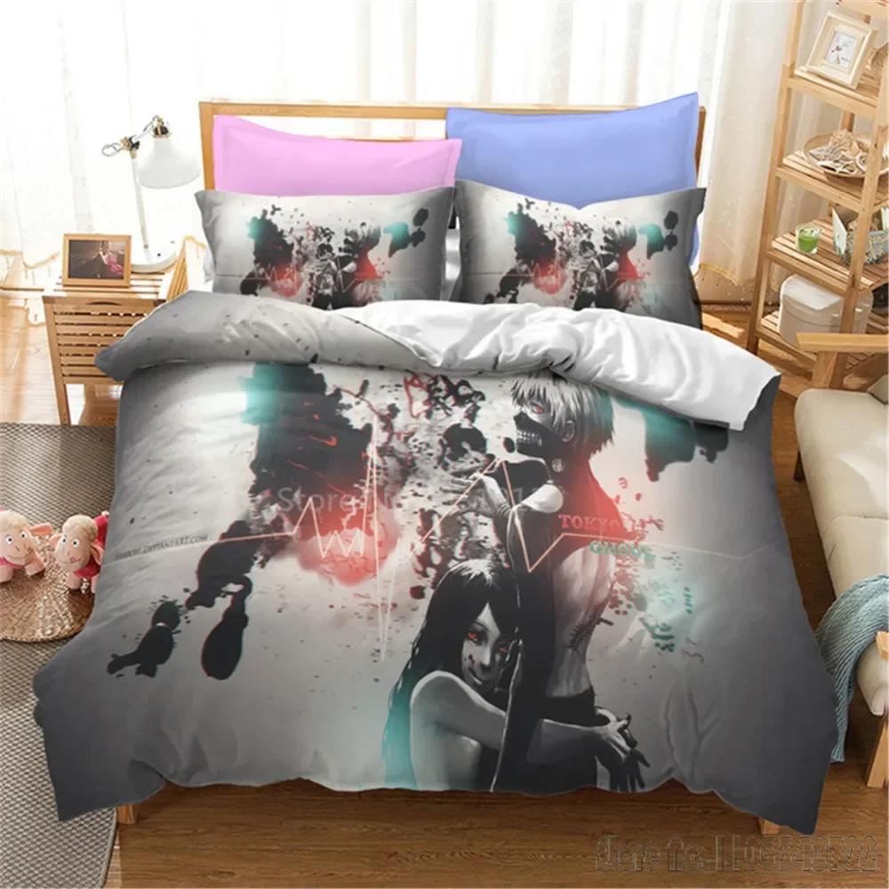 Admire 3D Tokyo Ghoul Cartoon Duvet Cover Set HD Comforter Cover for Kids Bedding Sets Bedclothes Bedroom Decor