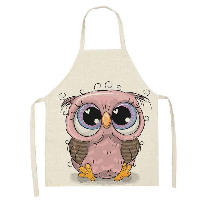 Cartoon Owl Printed Kitchen Apron Antifouling Waterproof Sleeveless Home Cleaning Tools Restaurant Chef Bib Cooking Accessories