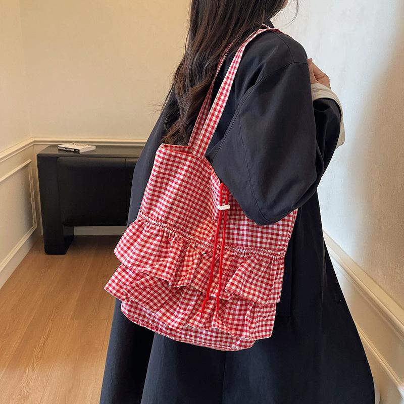 2025 fashionable and popular plaid commuting simple tote bag niche design underarm bag foreign style large capacity shoulder bag
