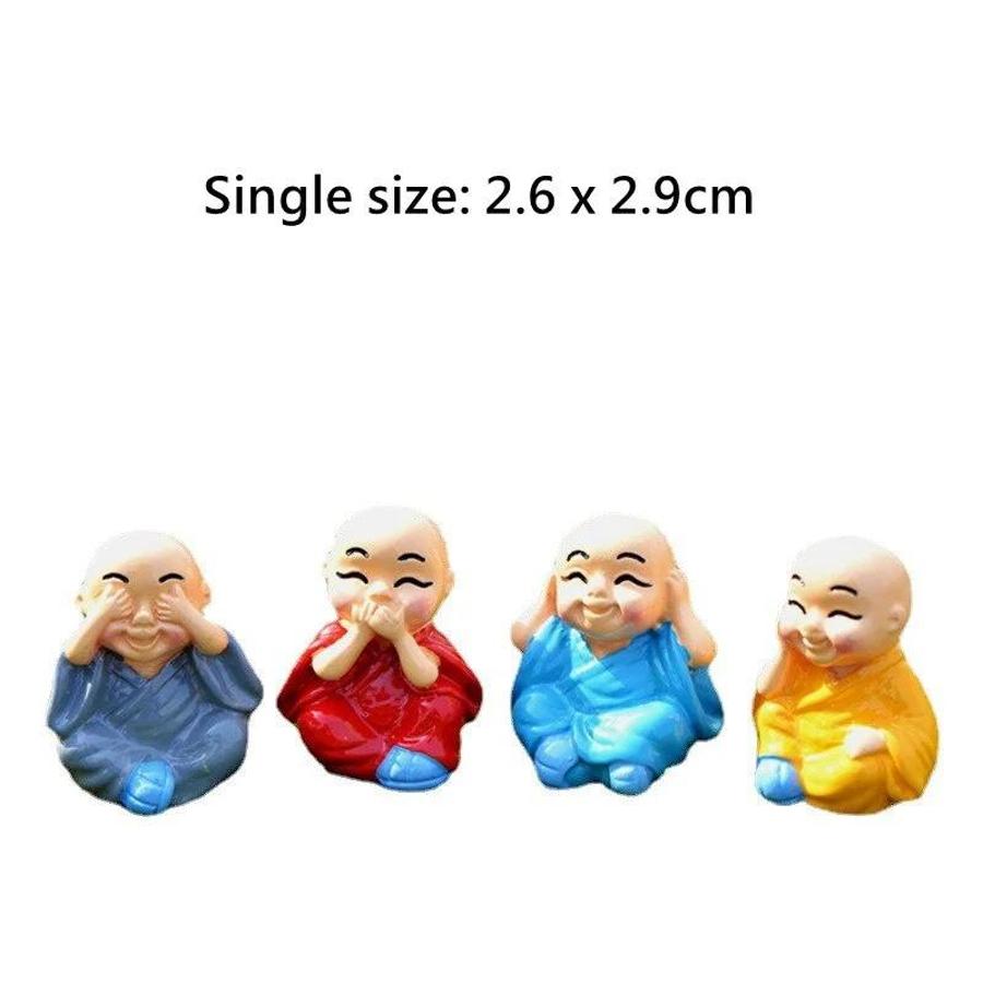 New 4Pcs/Set Resin Little Monk Figurines Cute Buddha Statues Micro Landscape DIY Ornaments For Flower Pot Garden Decor
