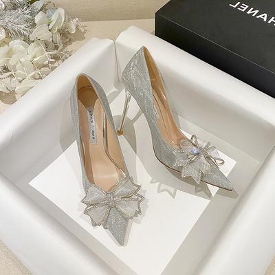 Crystal Silver Bow High Heels