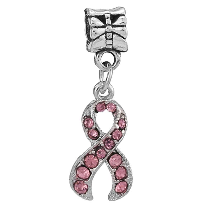 New Silver Plated Pink Diamond Butterfly Alloy Large Hole Charm Beads For DIY Bracelet Necklace Jewelry Accessories Gift