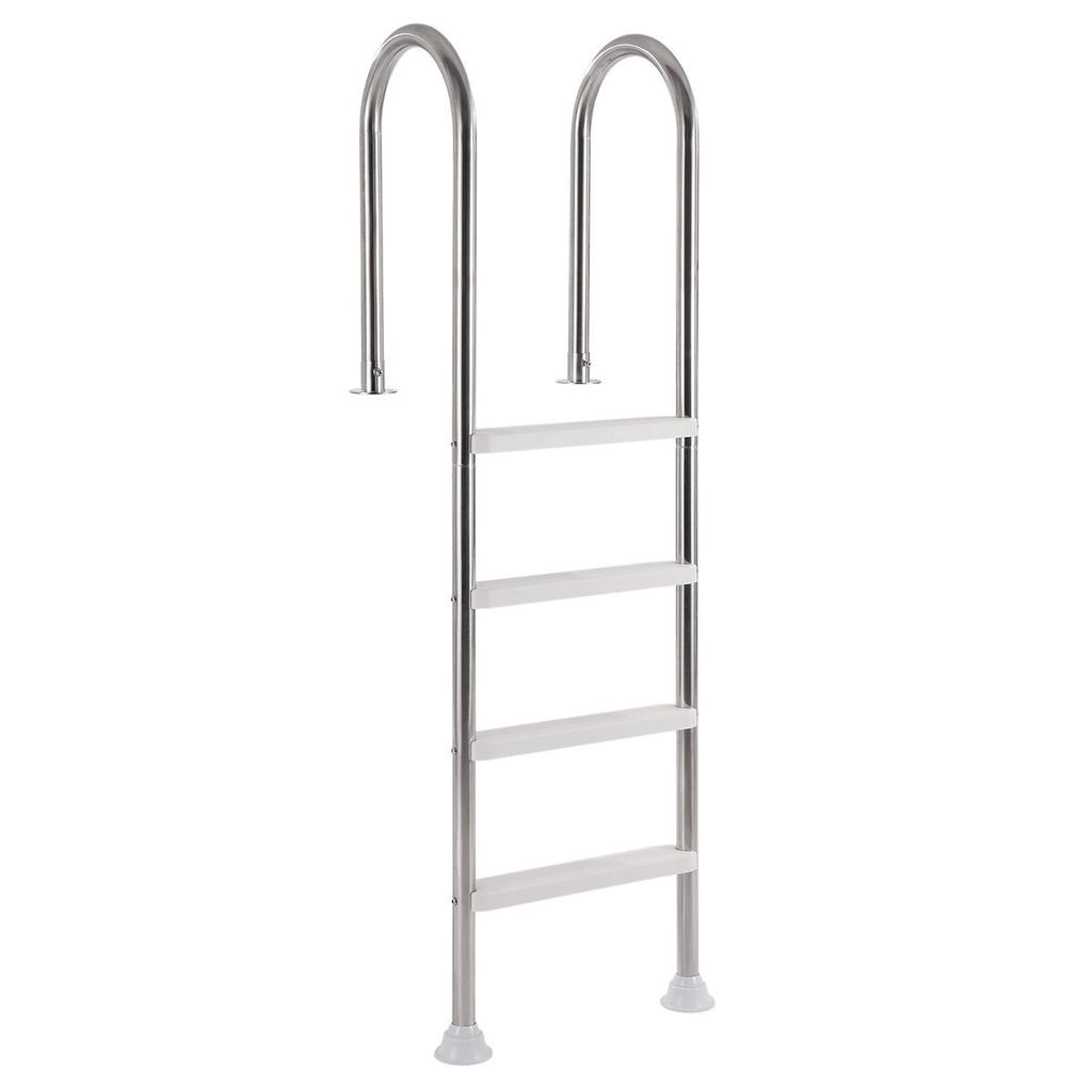 Escada de Piscina de Aço Inoxidável de 4 Degraus com 2 Corrimãos para Piscinas com Deck de 54 Polegadas