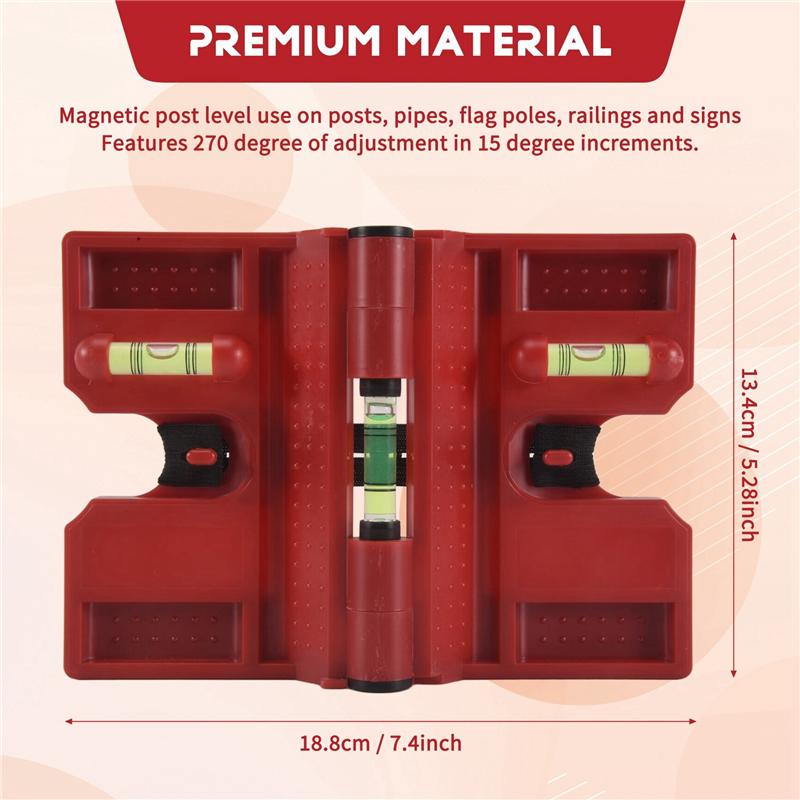 A58Z Spirit Level,Magnetic Post Level Tool Folds For Storage,Cross Check Bubble Level(Pack Of 4)