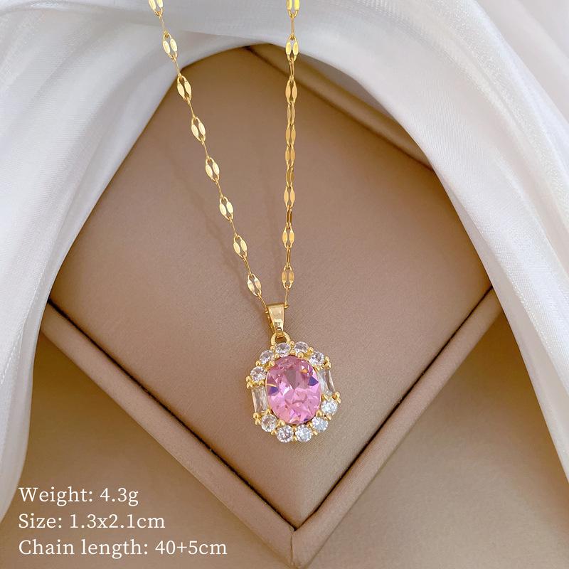 

Rhombus Zircon Sky Necklace Earrings Ring Set Light Luxury Personality Temperament Earrings Necklace Combination