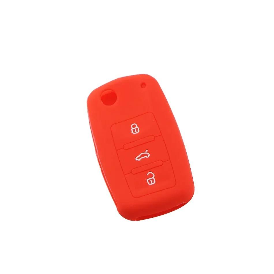Car Key Cover Silicon Holder For Volkswagen Vw Polo Tiguan Passat Golf Eos Scirocco B5 B6 B7 3-Button Car Keys Protector