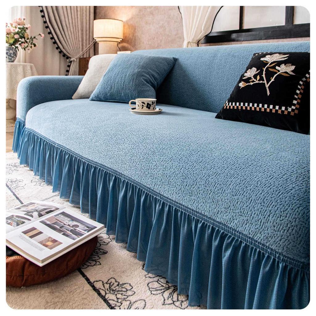 Retro High End Winter Plush Skirt Sofa Cover All Inclusive Universal Cover Anti Cat Scratch Cloth Sofa Cover