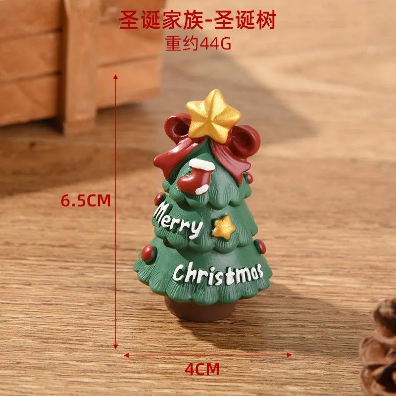 Christmas Resin Family Small Animal Ornaments Creative & Cute Car Home Decoration Mini Christmas Tree Old Man Christmas Gift
