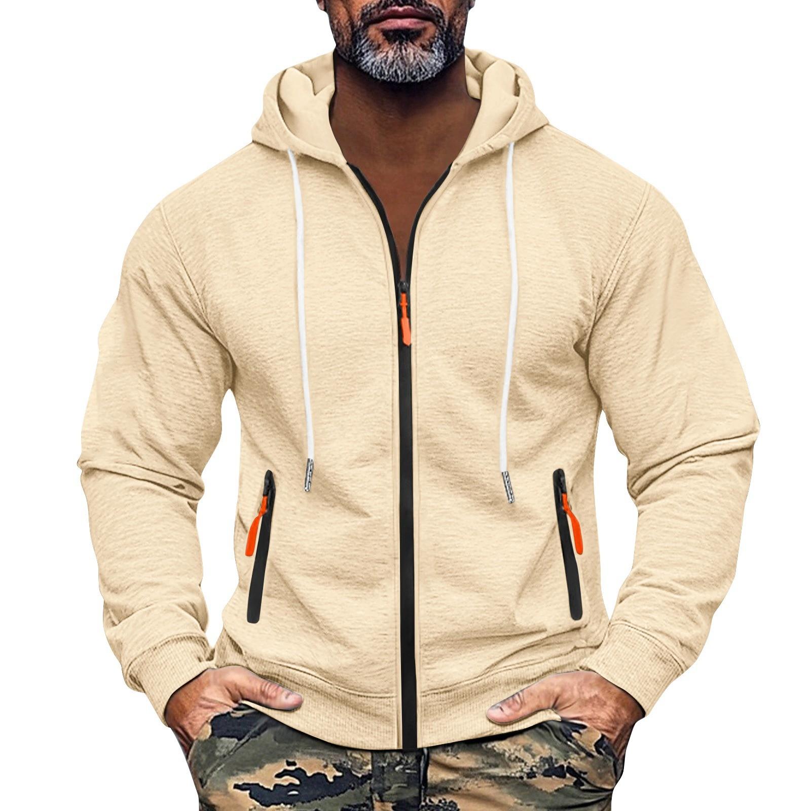 

Мужская толстовка с капюшоном на молнии, карманный кардиган, мужская спортивная повседневная толстовка большого размера XXXL хаки