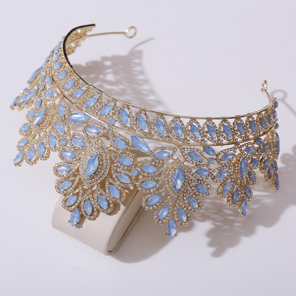 DIEZI 12 Colors New Baroque Princess Opal Crystal Tiara Crown Elegant Queen Tiara Wedding Party Hair Dress Accessories Jewelry
