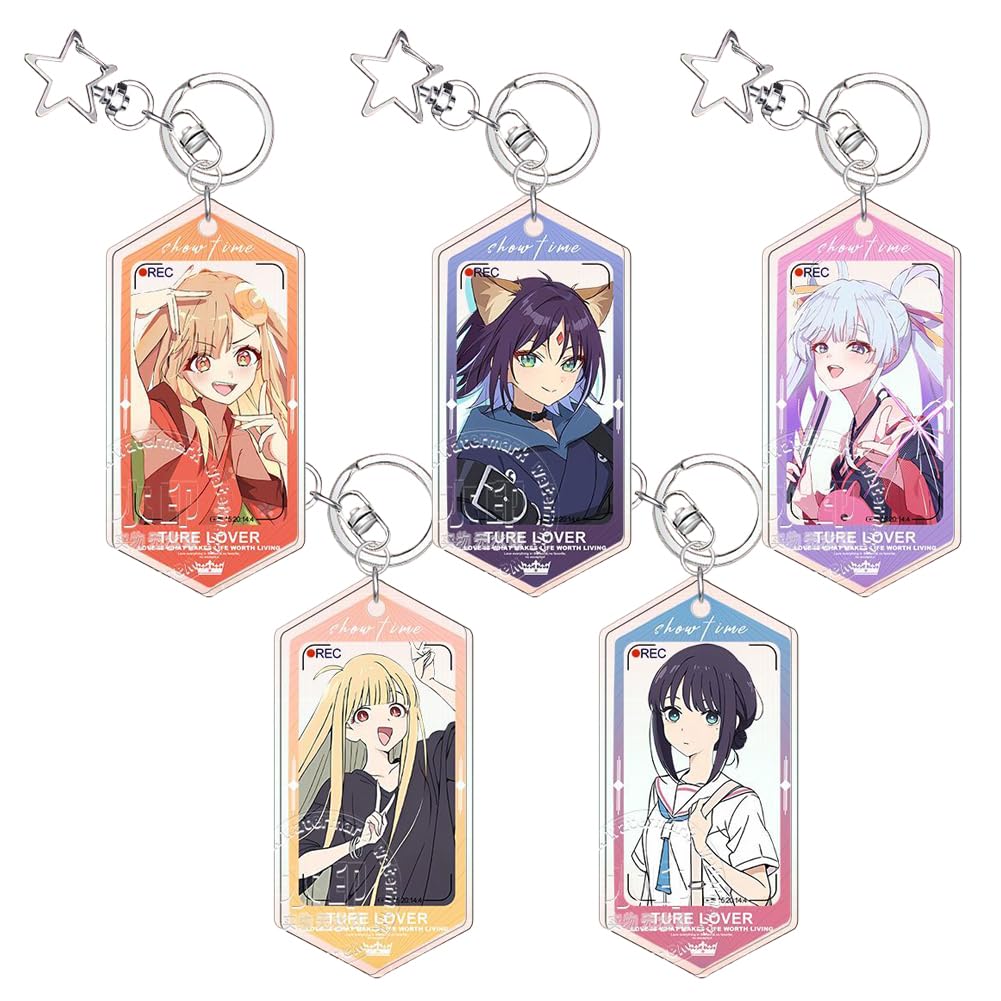 [Bisiussi] Super Kaguya-hime Keychain 3/5 Piece Set Goods Sakayori Iroha Kaguya Tsukimi Yachiyo Acrylic Keychain Anime Character Cute Accessory Portab