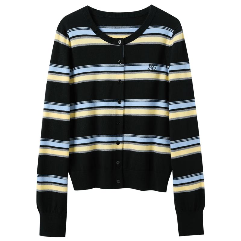 Sancai 2026 Winter Striped Knit Cardigan