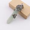 Natural Stone Bullet Crystal Single Pointed Hexagonal Column Pendant Rose Plum Necklace N761