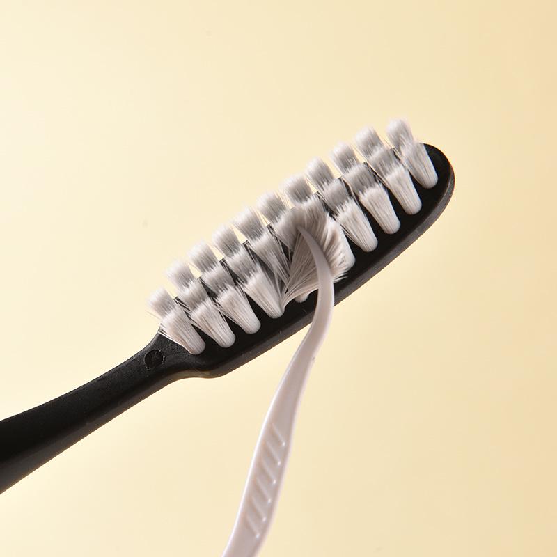 New Large Head Adult Soft Bristle Toothbrush - Black & White Couple Set with 0.12mm Fine Long Head