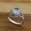 Blue Topaz  925 Sterling Silver  Ring, Pear Gemstone Handamde Women Ring Jewelry
