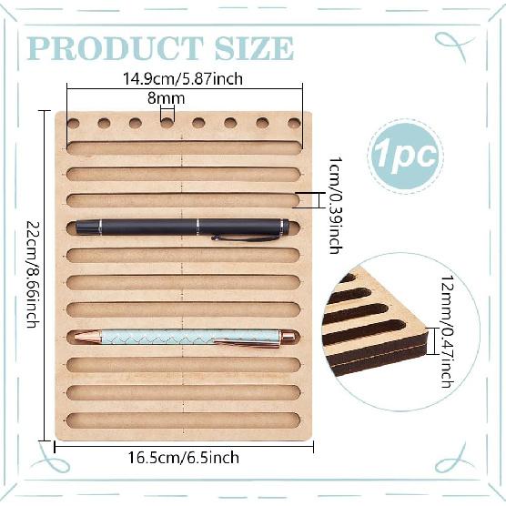 BENECREAT 11-слотовый зажим для ручек для лазерной гравировки, Деревянный (МДФ) держатель для ручек 6,5x8,6 дюйма, Креативный зажим-фиксатор для создания ручек для индивидуальных гравировщиков, 5,8x0,4 дюйма