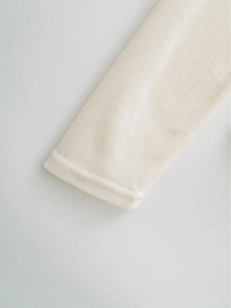 Double-Layer Lace Applique Comfortable Pleated U-Neck Long-Sleeve Feminine Waist-Slimming T-shirt