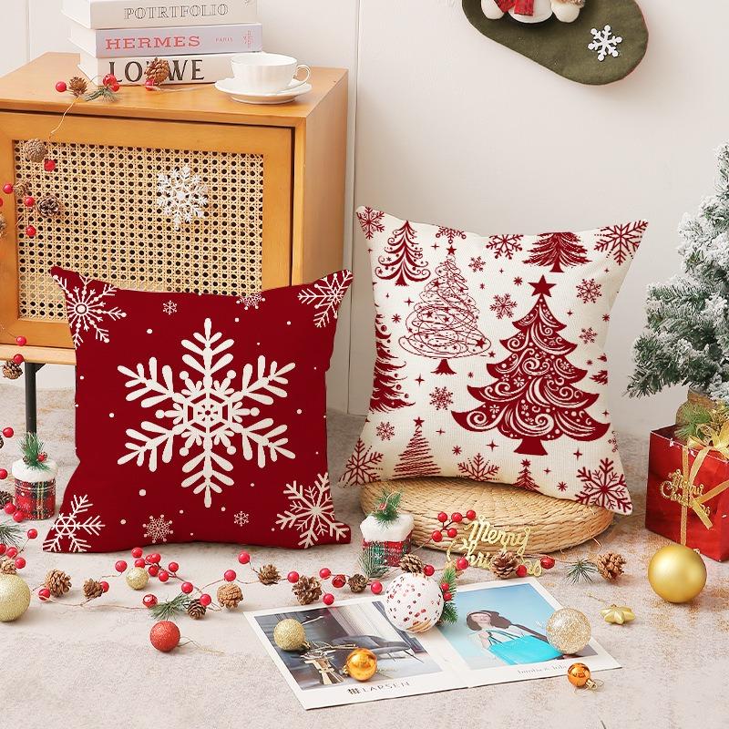 45x45cm Christmas Pillow Covers Set of 4,Winter Decorative Pillow Case, Merry Christmas Tree Cushion for Home Sofa Xmas Decor