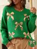 2025 Plus Size Retro Bow Casual Loose Women's Sweater