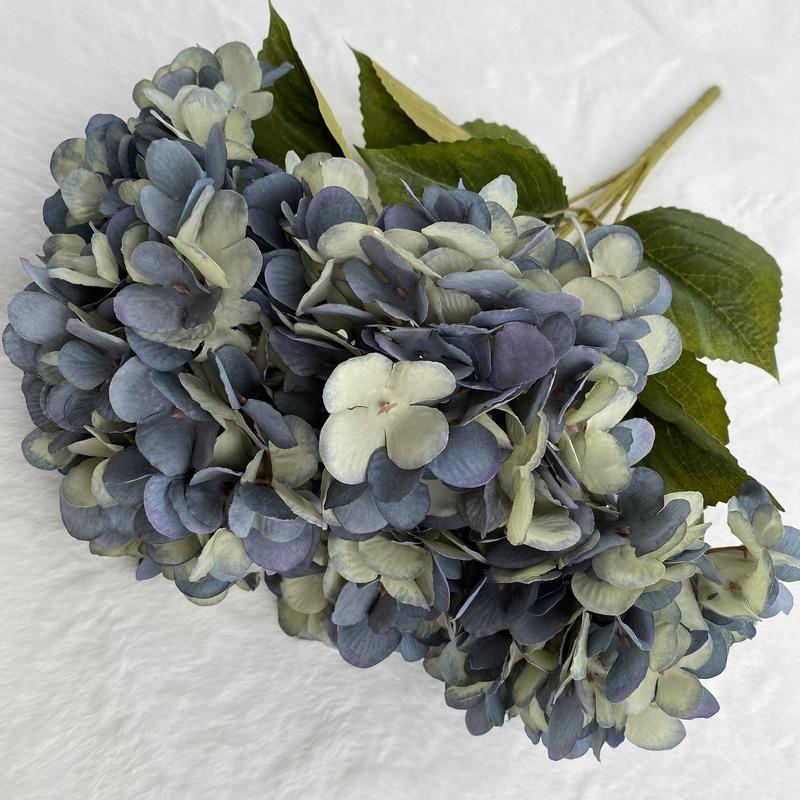 

4pcs Simulation 5-heads Hydrangeas Bouquet Hotel Decor Silk Fake Flower Artificial Hydrangea Restaurant Decoration Blue Flowers темно-синього кольору