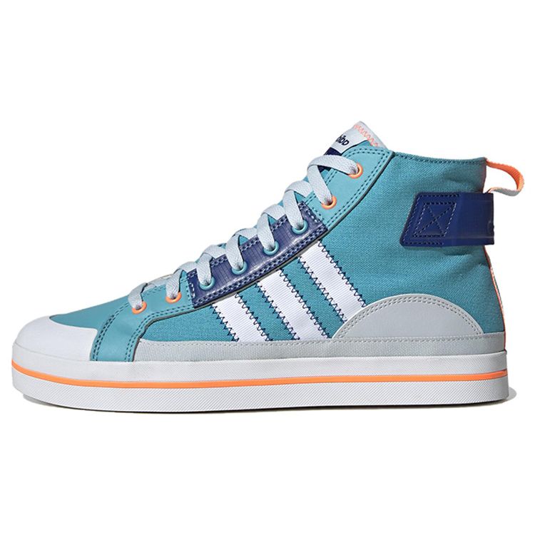 Adidas Neo City Canvas Hi Casual Slip Resistant Durable Mid Top Skate Shoes Unisex Sneakers Blue White Orange HQ4620