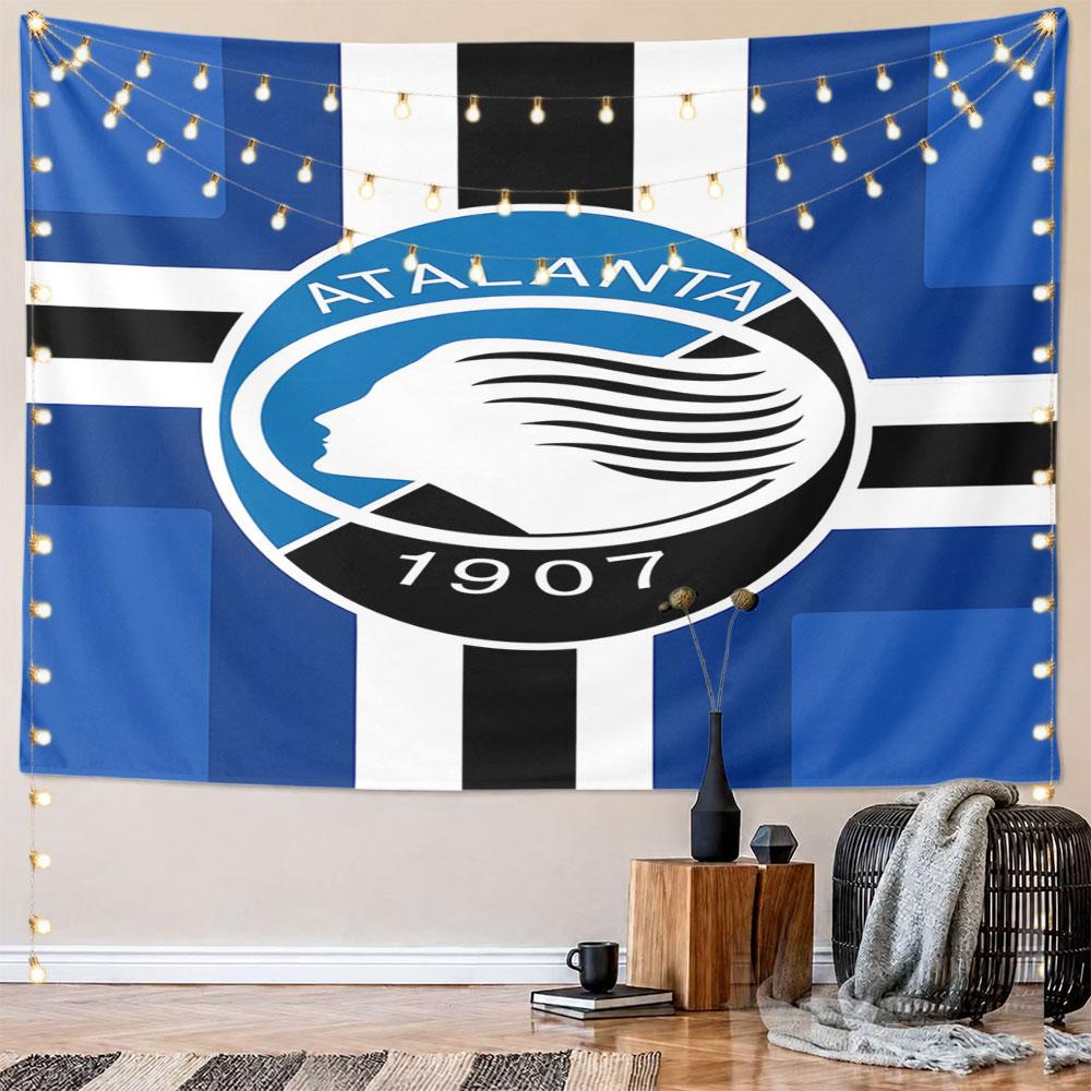 "Atalanta 1907 Logo Blue Tapestry" Pattern Wall Hanging Tapestry Decorative Tapestry Home Decor for Bedroom and Living Room
