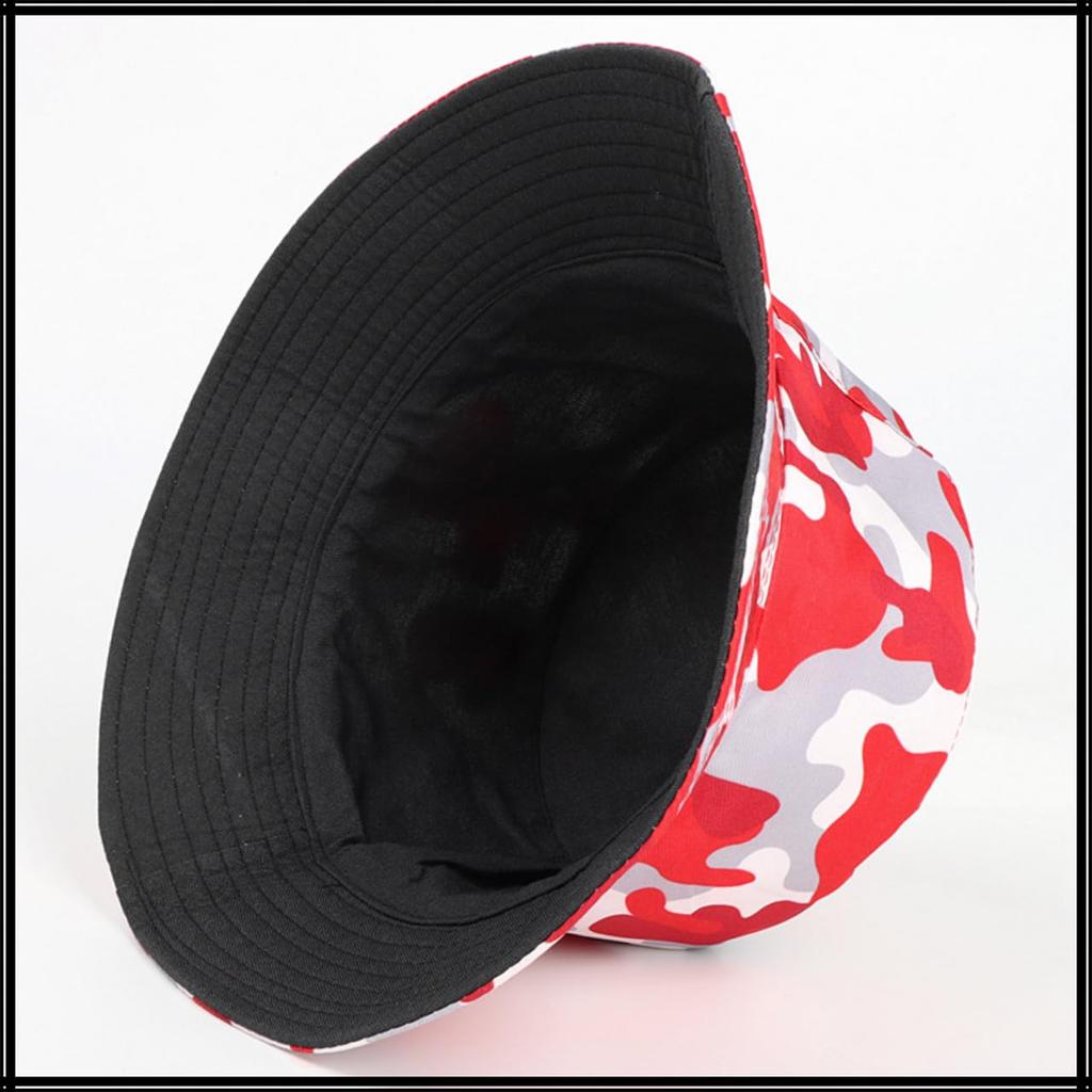 Bucket Camouflage CZ528 [White Fang] Hut, Muster, Digital, Wendbar, Stilvoll, Reise, Herren, Damen, (rot)
