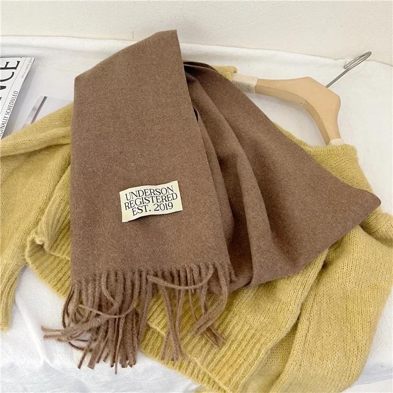 Lilla er veldig bra for å matche det nye ensfargede imiterte kashmirskjerfet høst og vinter fra Dongdaemun, Sør-Korea