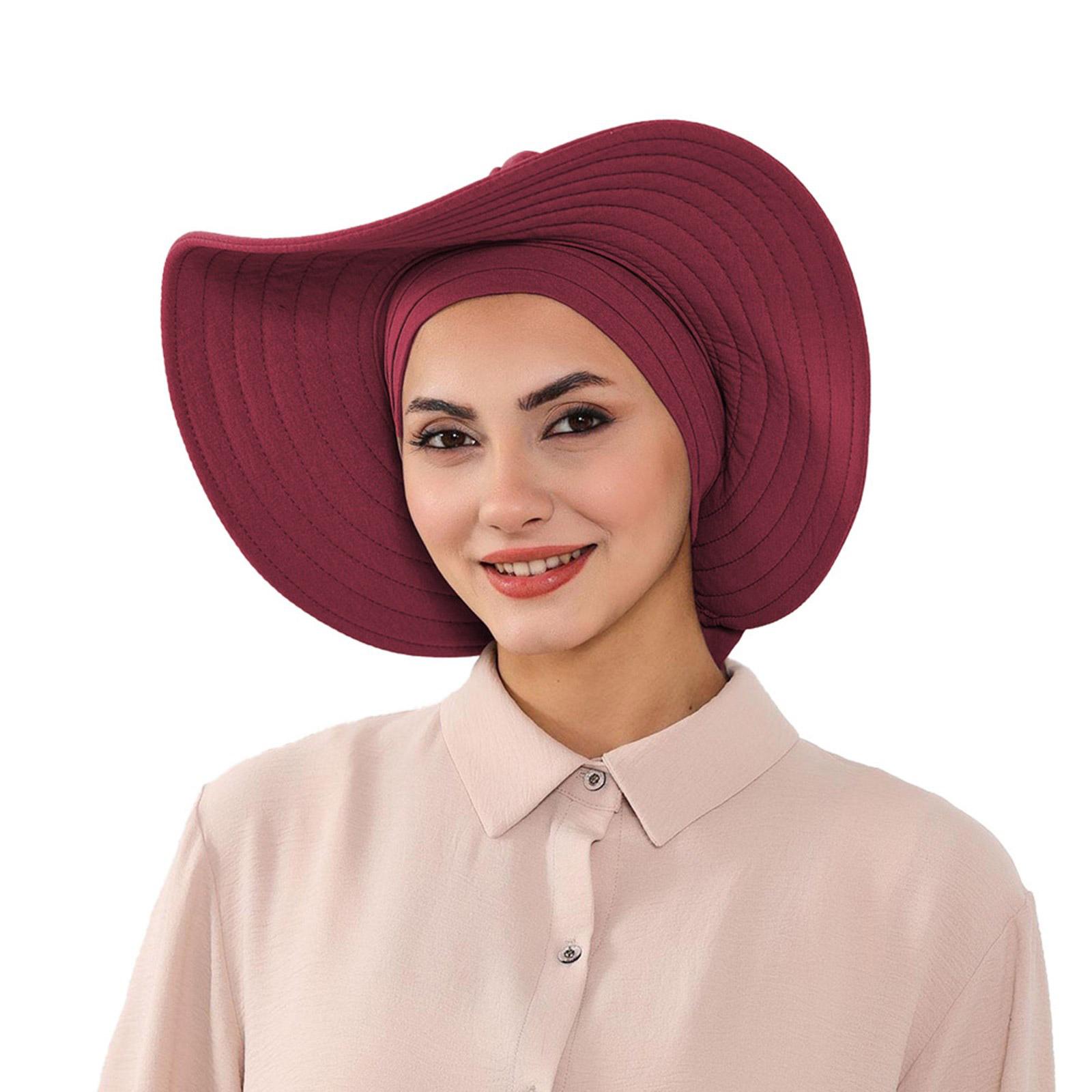 

Шляпа с защитой от солнца и банданами для активного отдыха Дышащий головной убор с защитой от солнца Легкий складной дизайн вино красного