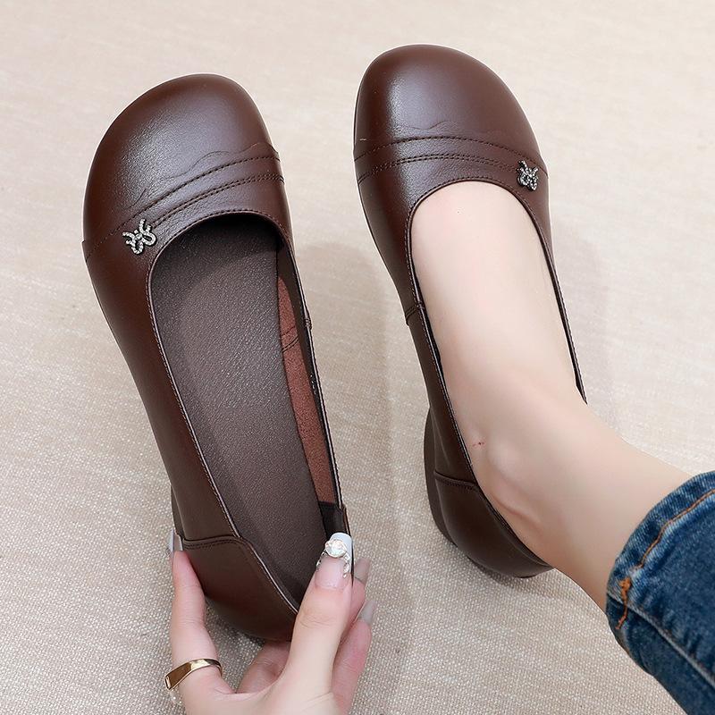 

Spring new cowhide soft-sided women s shoes genuine leather cowhide sole soft-soled shoes flat-soled single shoes women 35 коричневий