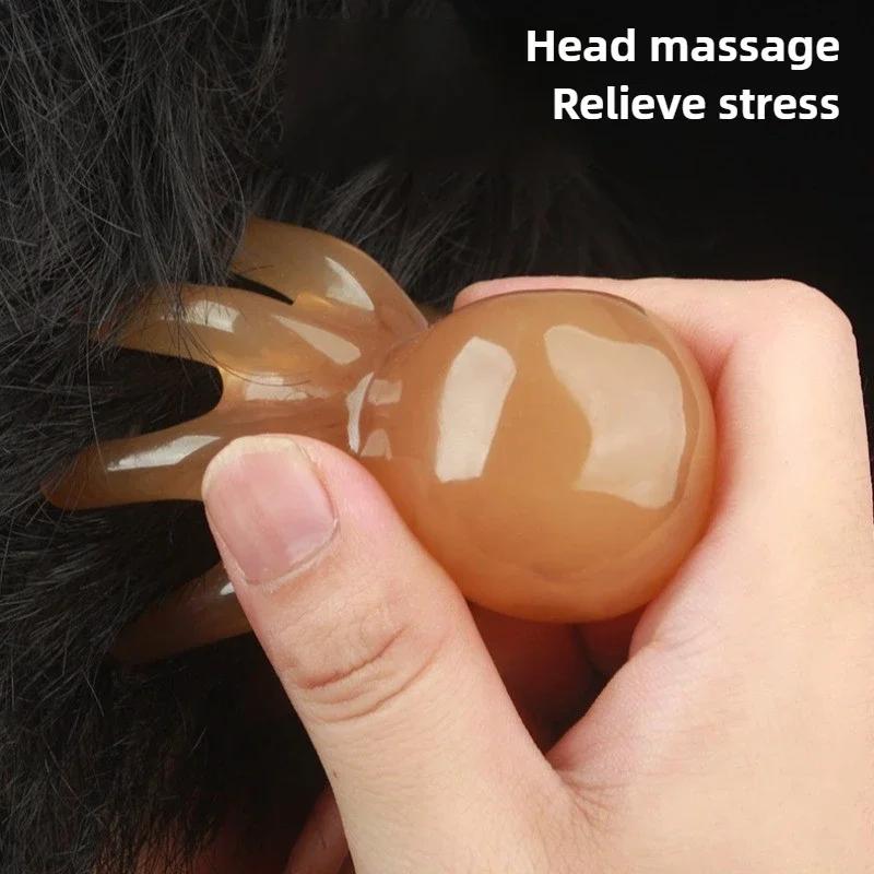 Resin Octopus Massage Comb Head Meridian Scraping Scalp Massage Brush Acupuncture SPA Gua Sha Massage Comb Fatigue Relief Massag